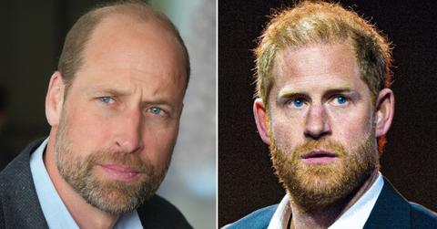 Split photo of Prince William, Prince Harry