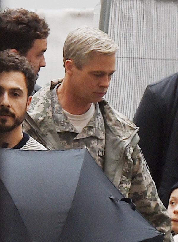 Brad Pitt Grey Hair Photos Set War Machine Movie