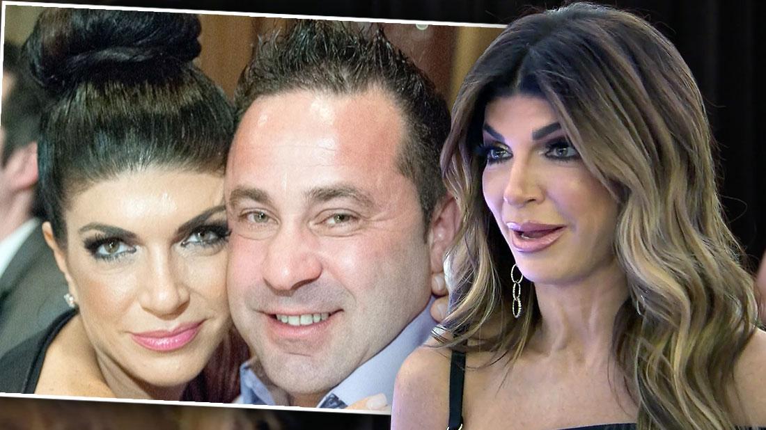 Inset of Teresa Giudice and Joe Giudice Happy, Teresa Giudice Surprised