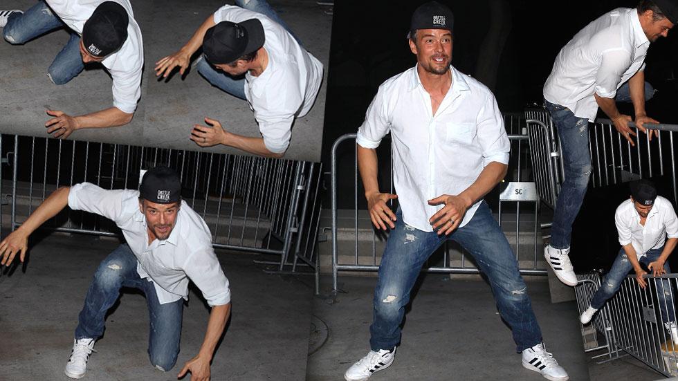 Josh Duhamel Trips Barricade