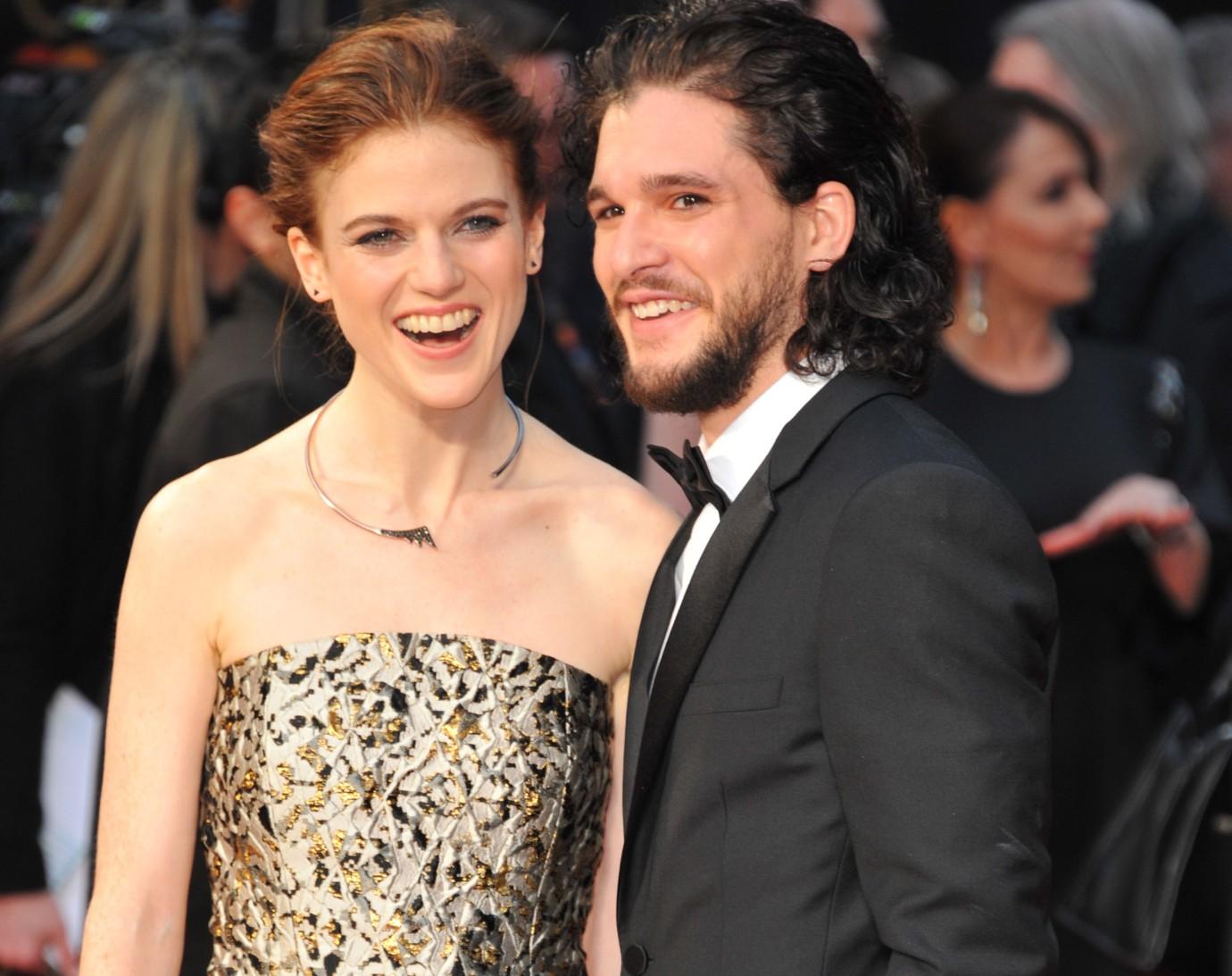 Rose Leslie and Kit Harington make their red carpet debut in 2016 at the Oliver Awards in London