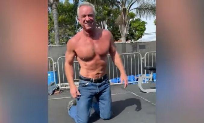 rfk jr baffles onlookers working out in tight jeans hiking boots