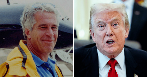 Split photo of Jeffrey Epstein, Donald Trump