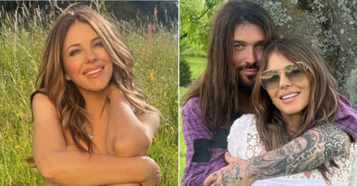 Split photo of Elizabeth Hurley, Billy Ray Cyrus and Elizabeth Hurley