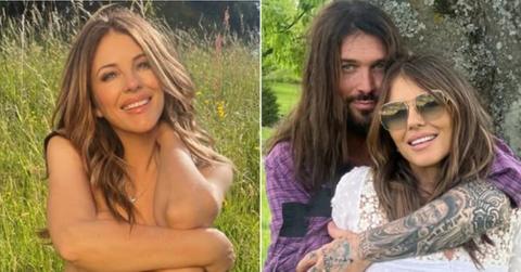 Split photo of Elizabeth Hurley, Billy Ray Cyrus and Elizabeth Hurley