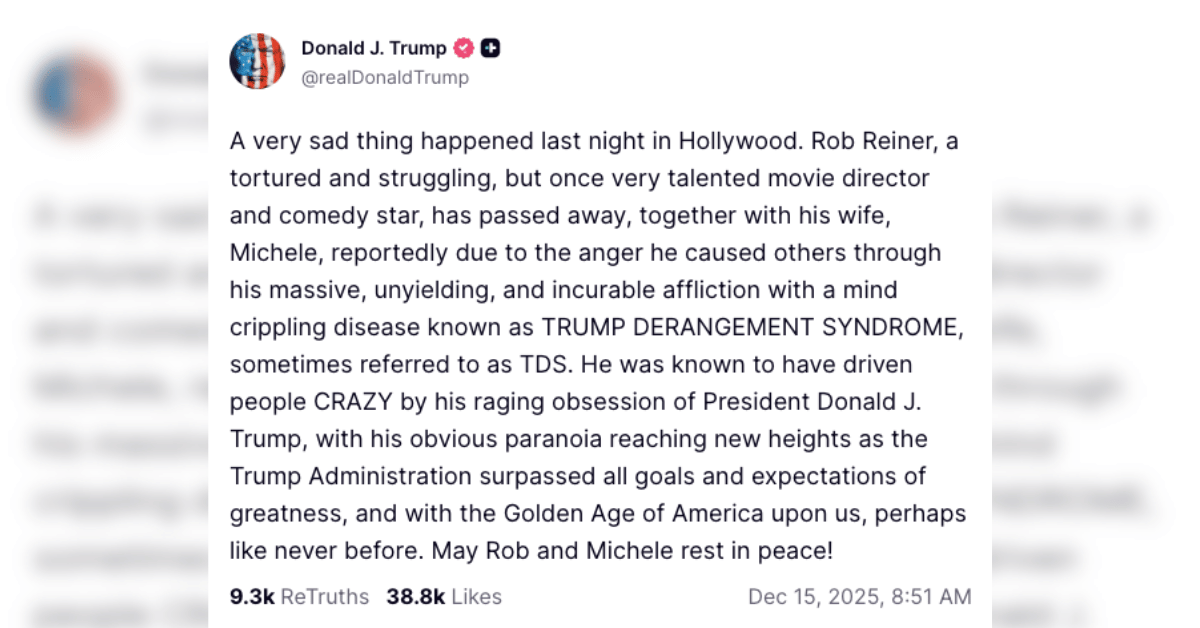 trump rob reiner truth social slammed hypocrite charlie kirk death