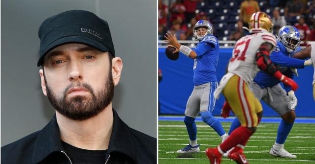 eminem flips off san francisco ers fans nfc game detroit lions