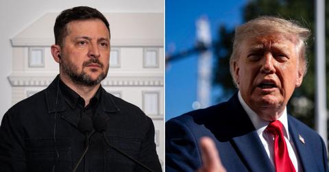 Split image of Volodymyr Zelensky and Donald Trump