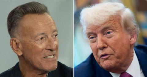 Split photo of Bruce Springsteen, Donald Trump