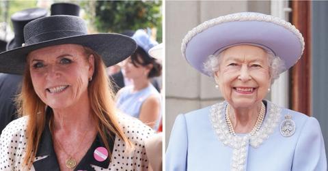 Split photo of Sarah Ferguson and Queen Elizabeth