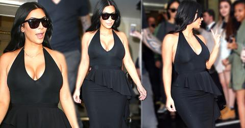//kim kardashian pregnant dress cleavage