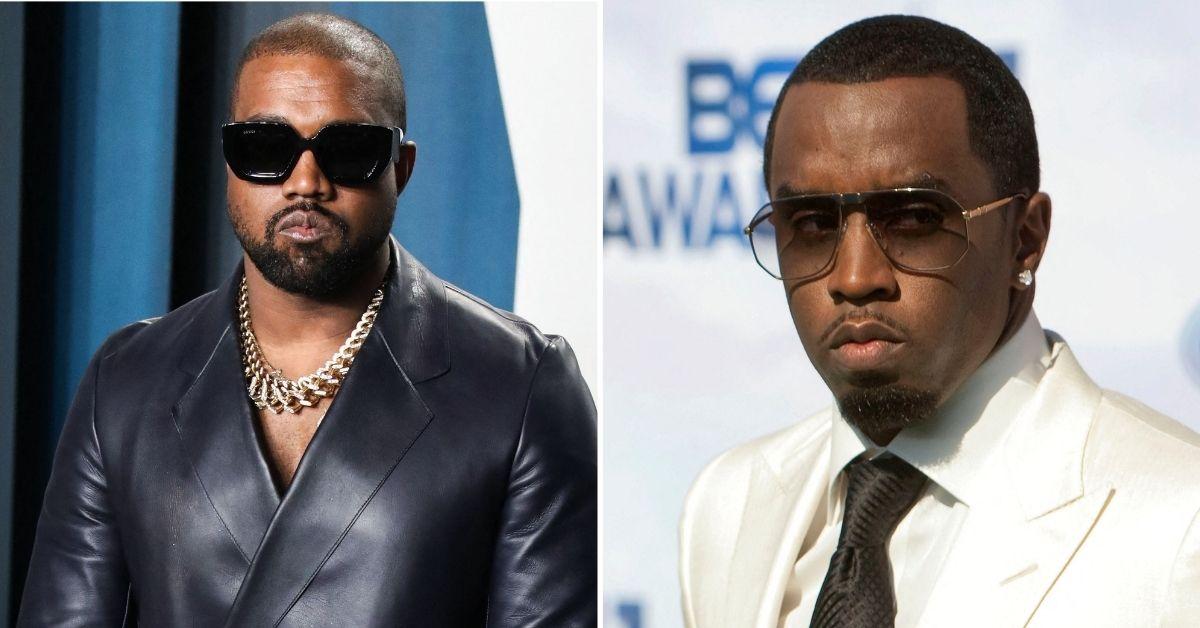 A photo of Kanye West opposite a photo of Sean "Diddy" Combs