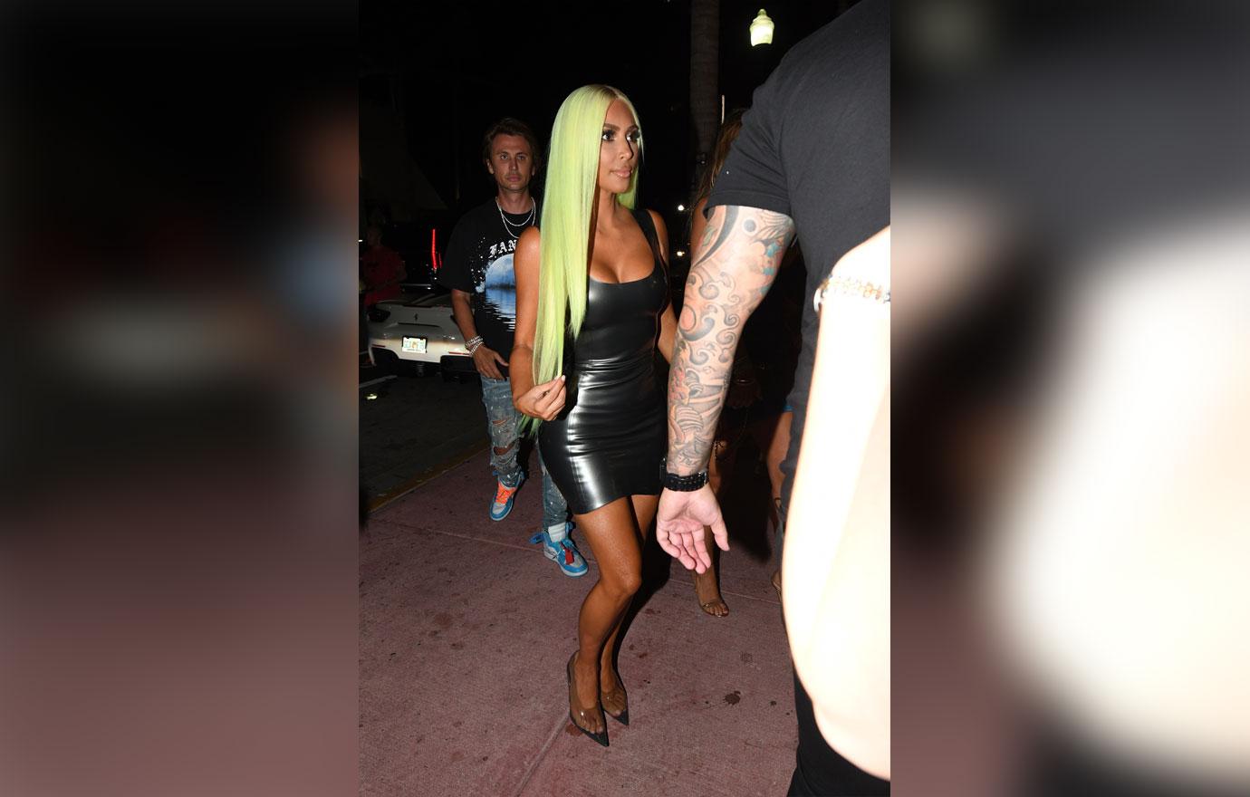 Kim Kardashian Latex Dress Yellow Wig