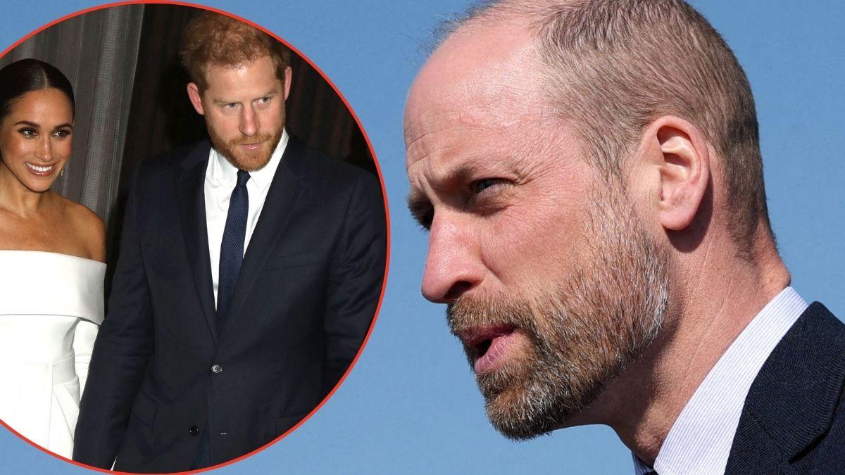 Split photos of Prince WIlliam, Prince Harry and Meghan Markle