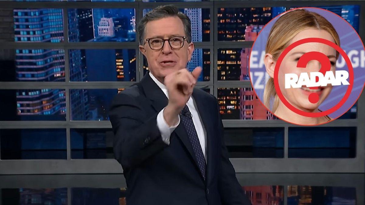 picture of Stephen Colbert and mystery A-lister