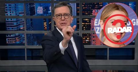 picture of Stephen Colbert and mystery A-lister