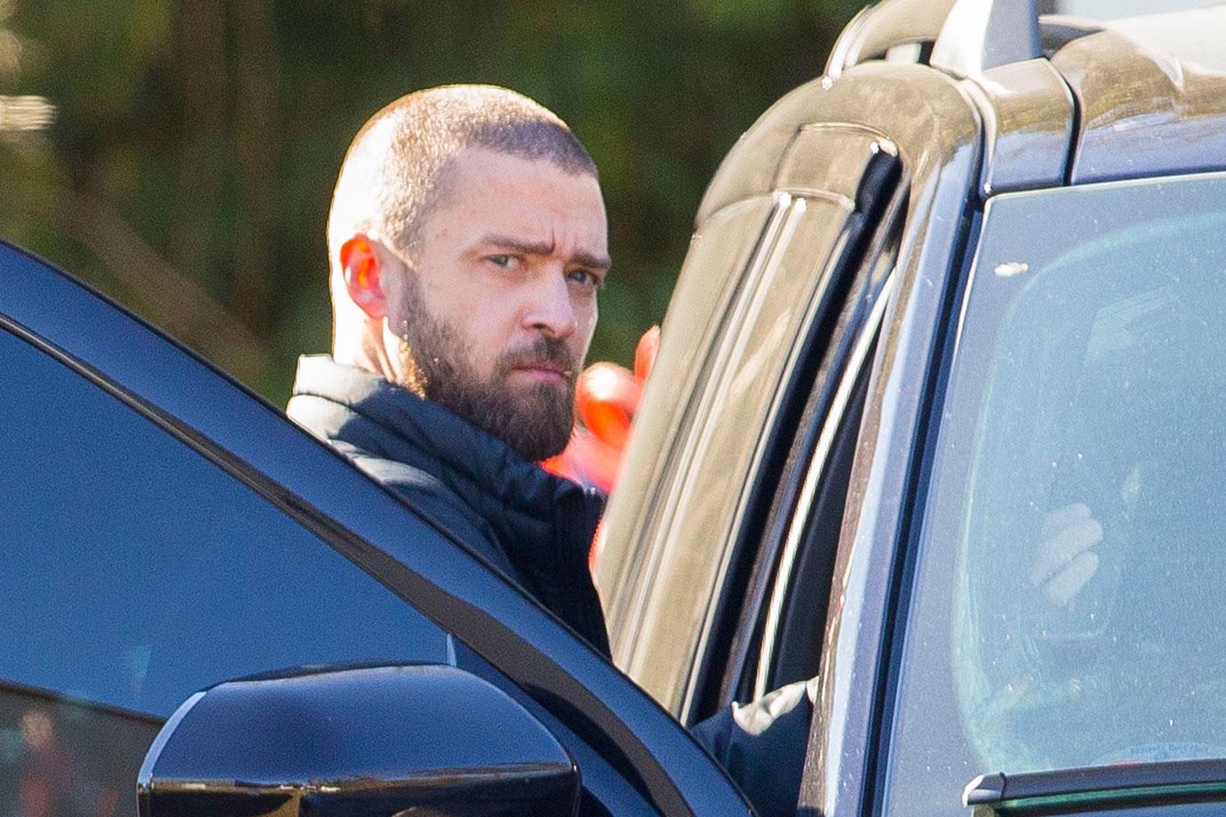 Justin Timberlake Looks WorriedOn Set While Filming After PDA With Costar