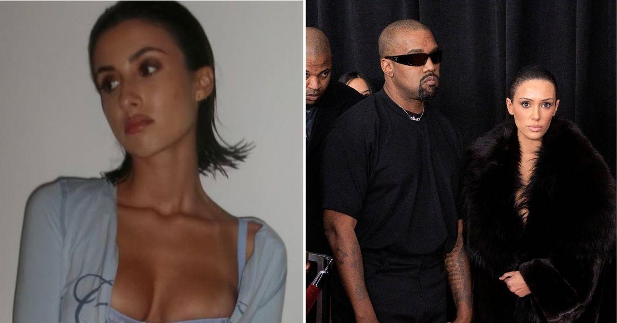 Split photo of Angelina Censori, Kanye West with Bianca Censori.