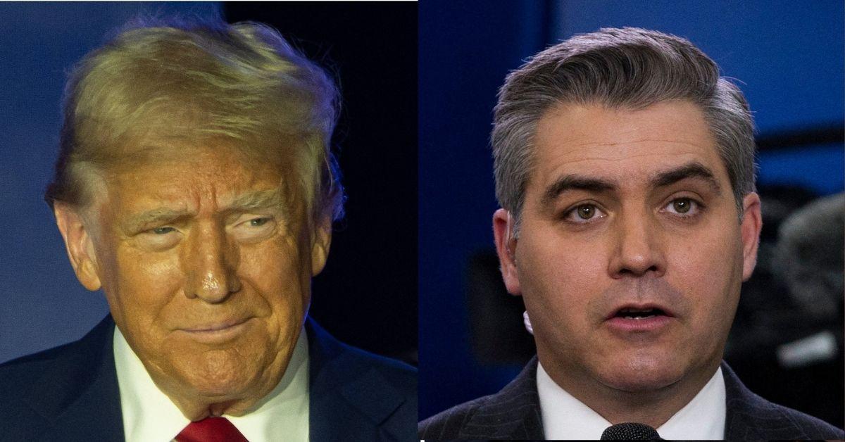 Split photo of Donald Trump, Jim Acosta