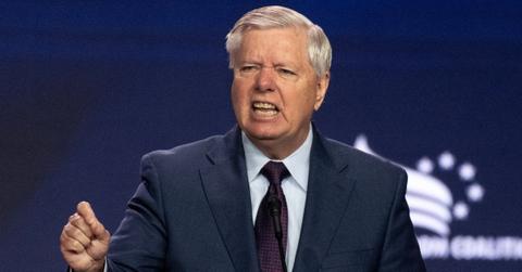 lindsey graham argues poster tweet senate floor vote foreign aid bill