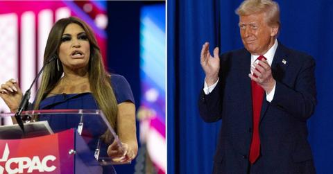 Split photo of Kimberly Guilfoyle, Donald Trump