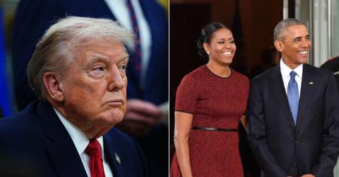 Composite photo of Donald Trump, Barack Obama and Michelle Obama