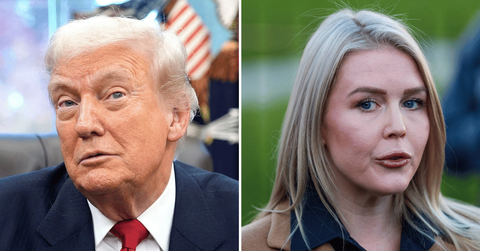 Split photo of Donald Trump, Karoline Leavitt