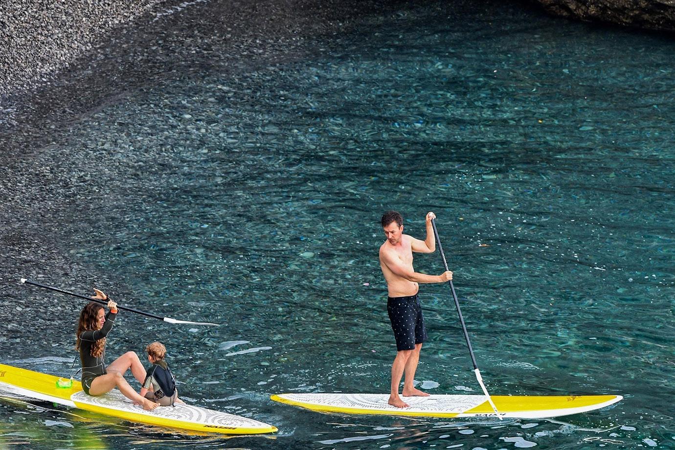 Edward Norton Shirtless Paddleboard Family Pics