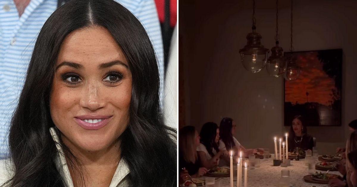 Split photo of Meghan Markle and Kerry Washington's birthday dinner.