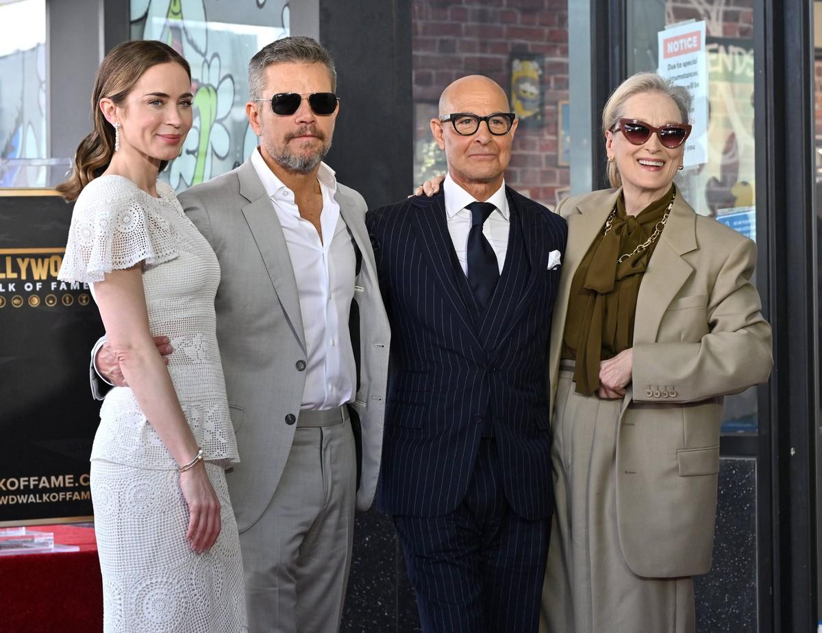 Matt Damon earned praise from Emily Blunt, who called her 'Oppenheimer' costar an 'easygoing beautiful person.'