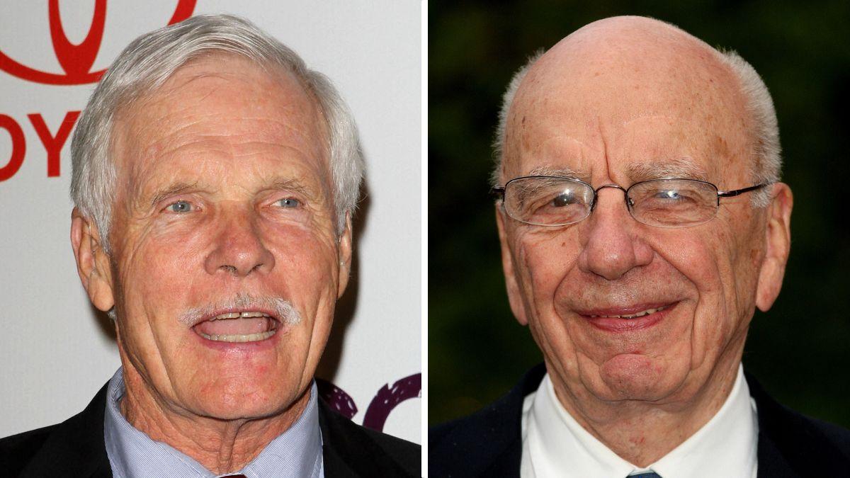 Split photo of Rupert Murdoch and Ted Turner