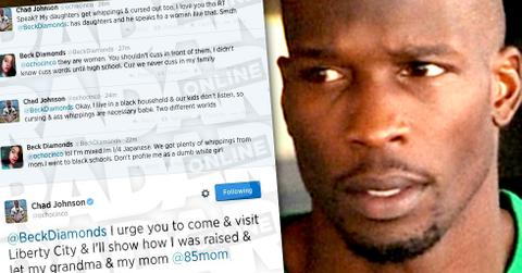 //chad ocho cinco johnson domestic violence groups condemn bragging whipping daughters after assaulting ex wife evelyn lozada pp sl