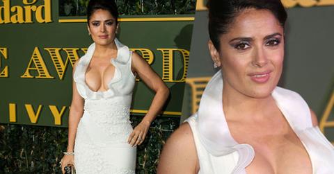 Salma Hayek Boobs Cleavage Dress Evening Standard Theatre Award