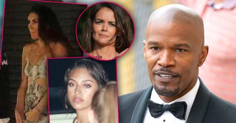 Jamie Foxx in Tux With Insets of Sela Vave and Kristin Grannis with Inset of Upset Katie Holmes