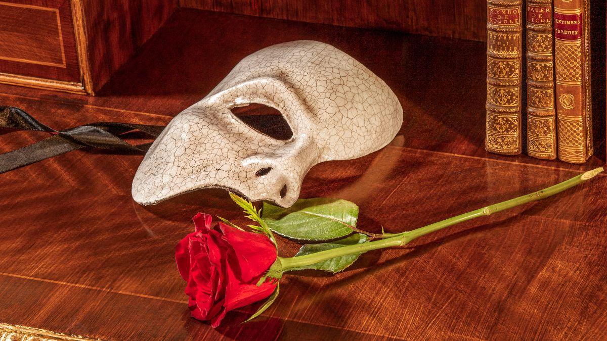 Photo of a mask and rose