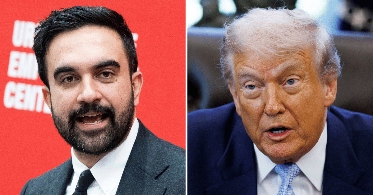 Split photo of Zohran Mamdani, Donald Trump