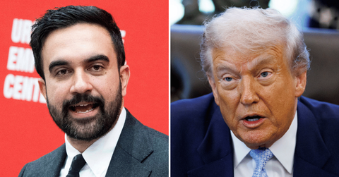 Split photo of Zohran Mamdani, Donald Trump