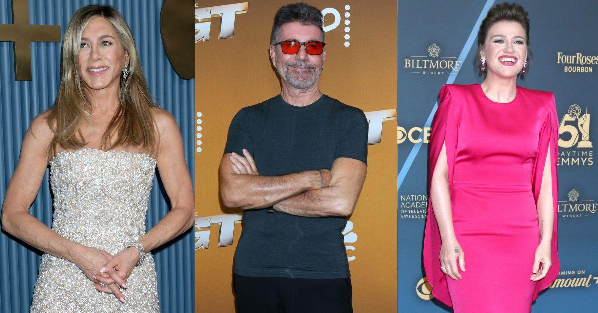 According to a source, Jennifer Aniston and Simon Cowell were among the friends Kelly Clarkson texted a list of partner traits.