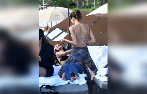 Kendall Jenner Straddles Bestie Bella Hadid During Hot Beach Trip