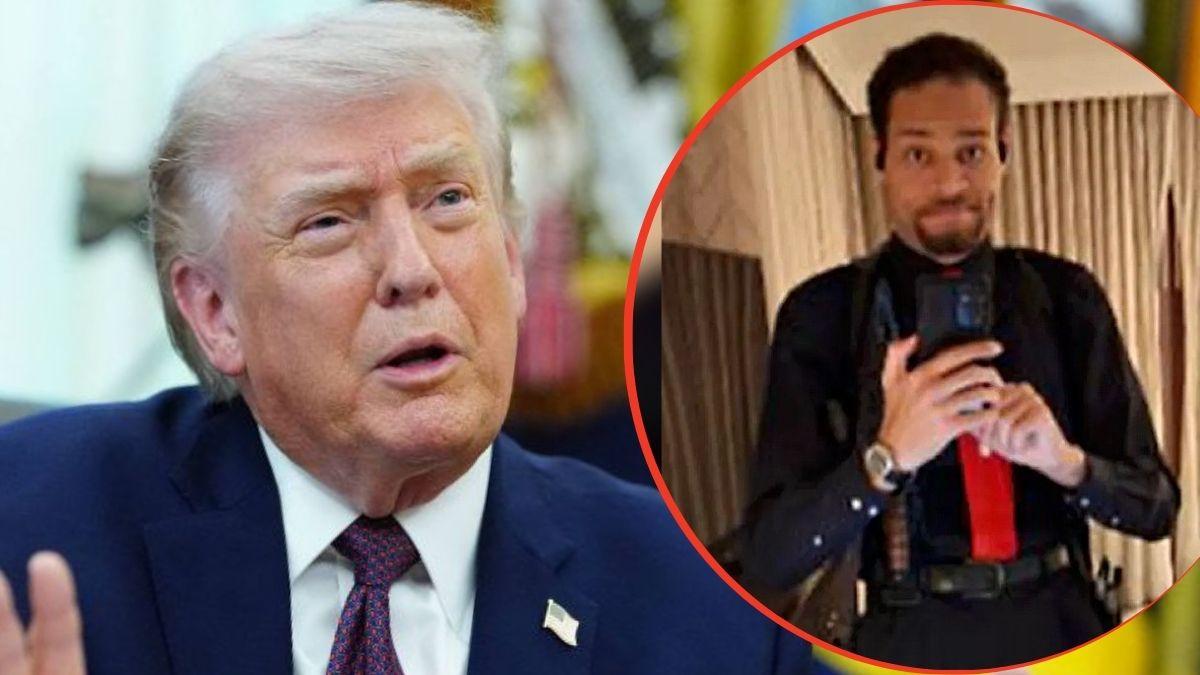 split image of Donald Trump and Cole Allen