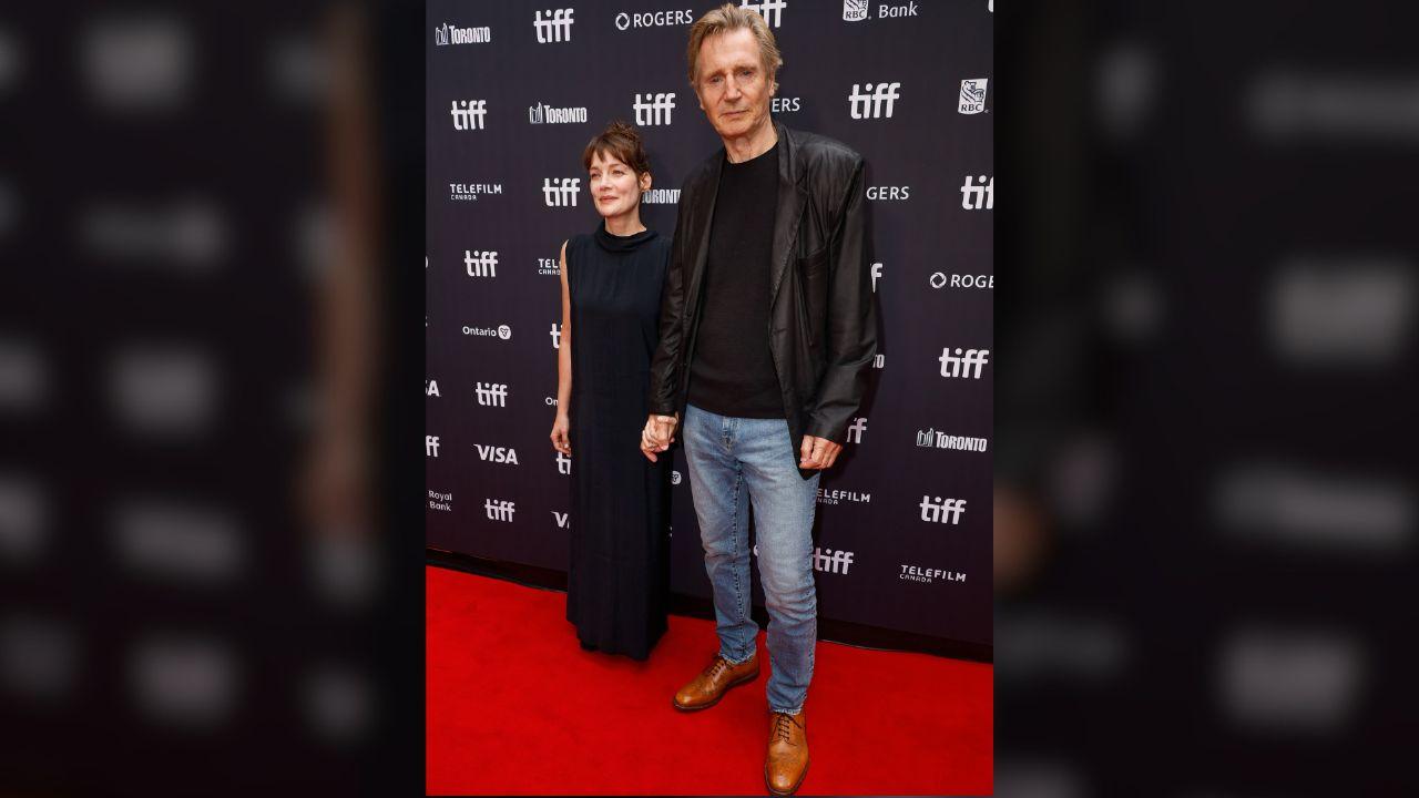 image of Liam Neeson, 74, appeared alongside his former 'Memory' co-star Stella Stocker on the Toronto Film Festival red carpet.