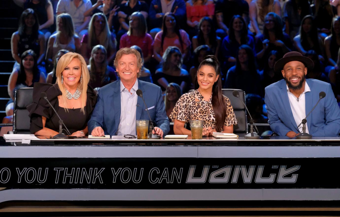 Resident judges Mary Murphy, Nigel Lythgoe, Vanessa Hudgens and Stephen tWitch Boss on SO YOU THINK YOU CAN DANCE