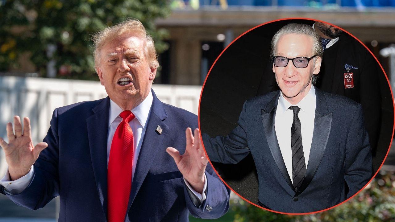 Split image of Donald Trump and Bill Maher
