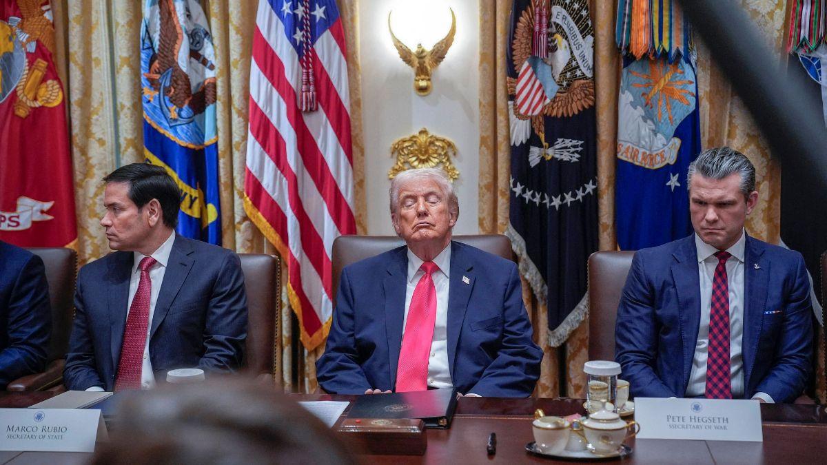 A photo of Donald Trump, Marco Rubio, and Pete Hegseth