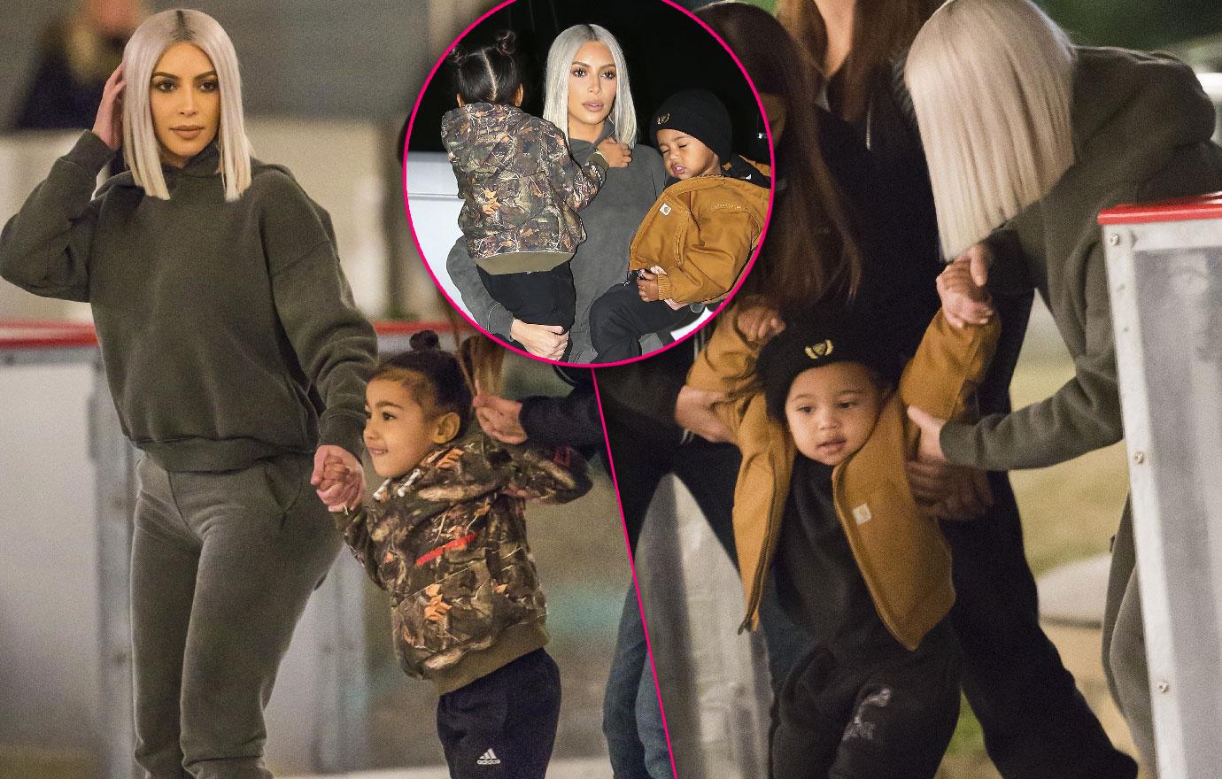 Kim Kardashian Helps Son Saint Ice Skate