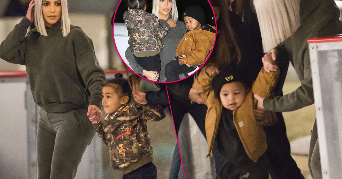 Kim Kardashian Helps Son Saint Ice Skate