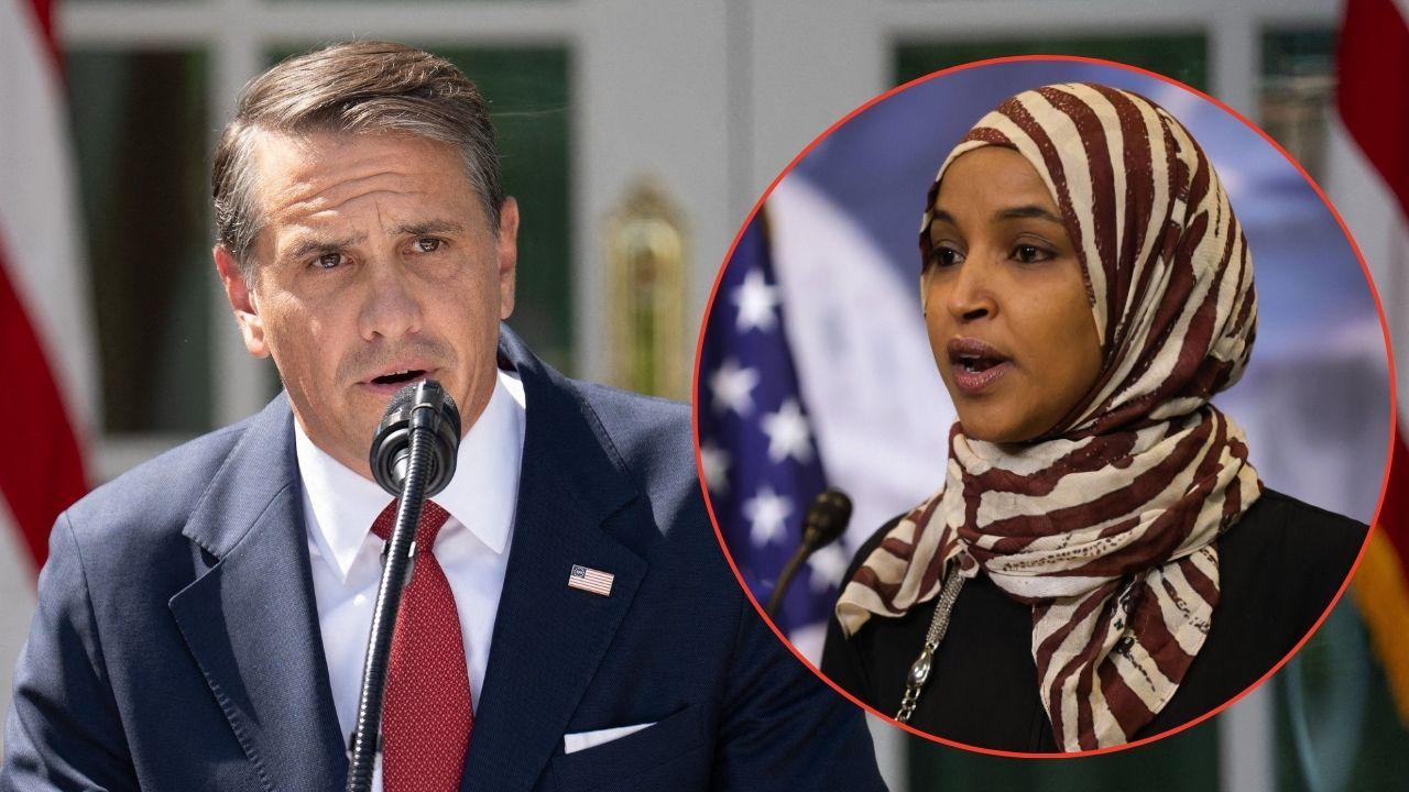 Split image of Todd Blanche and Ilhan Omar