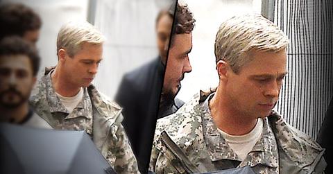 //brad pitt grey hair photos on set war machine movie pp