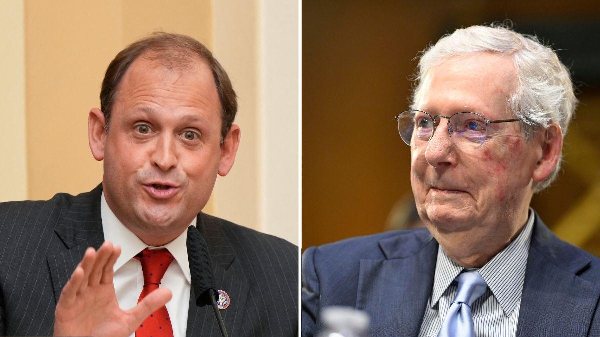 A photo of Andy Barr alongside a photo of Mitch McConnell