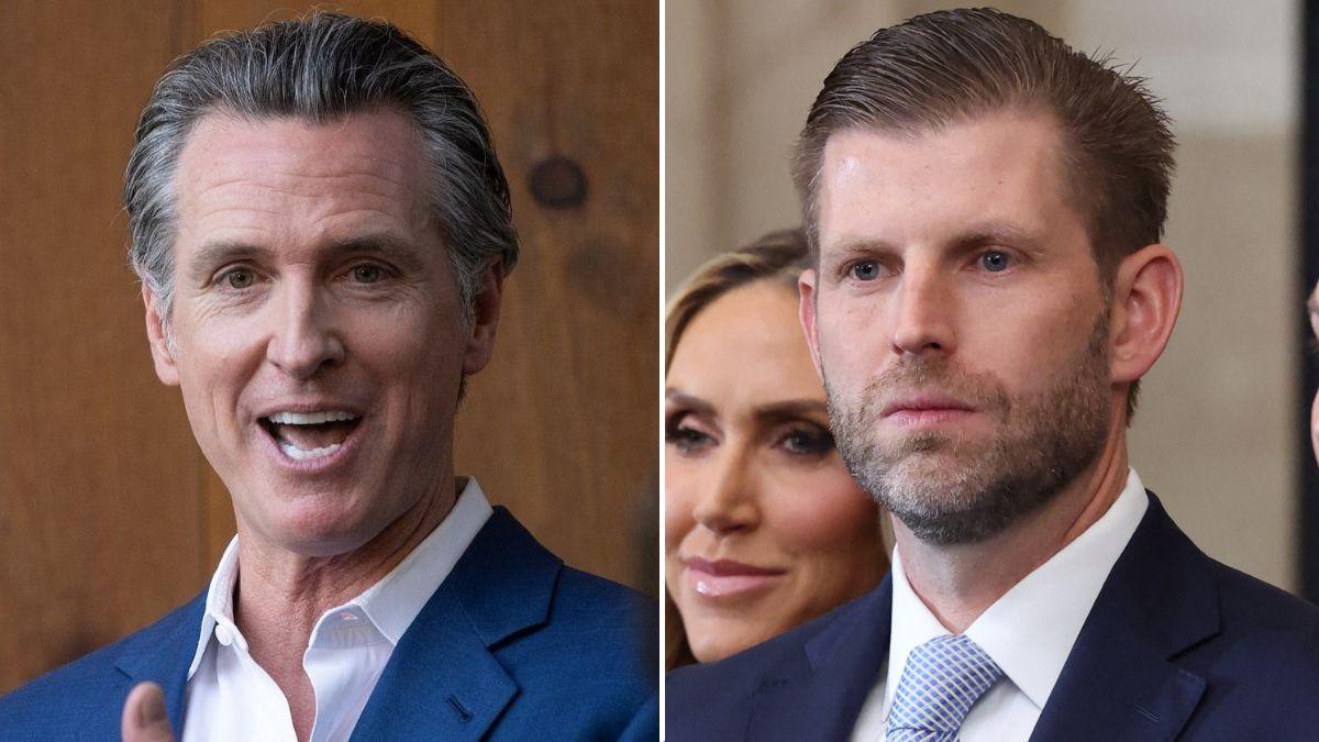 split image of Gavin Newsom and Eric Trump